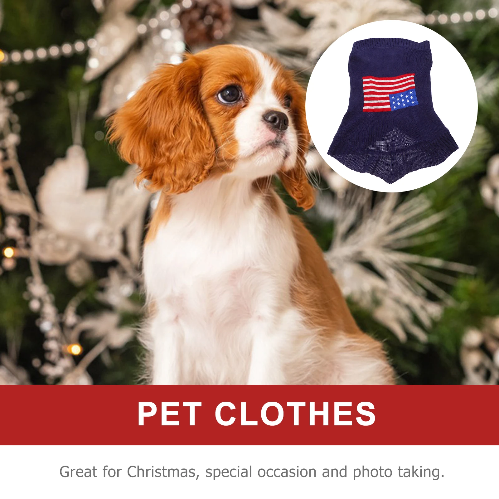 

Pet American Flag Sweater Dog Holiday Costume For Christmas Puppy Outdoor Party Small Dog Clothes Winter