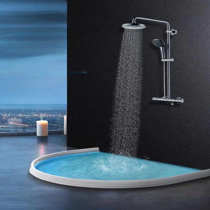 

Self Adhesive Silicone Bathroom Water Barrier Strip Waterproof Sealing Guard For Shower Room Toilet Floor And Countertop Use