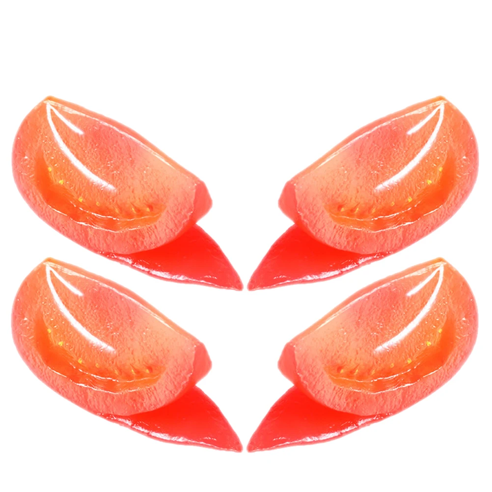 4 Pcs Simulation Tomato Models Lifelike Artificial Vegetable Decor Kitchen Props PVC Fake Tomato Slice Realistic Photography