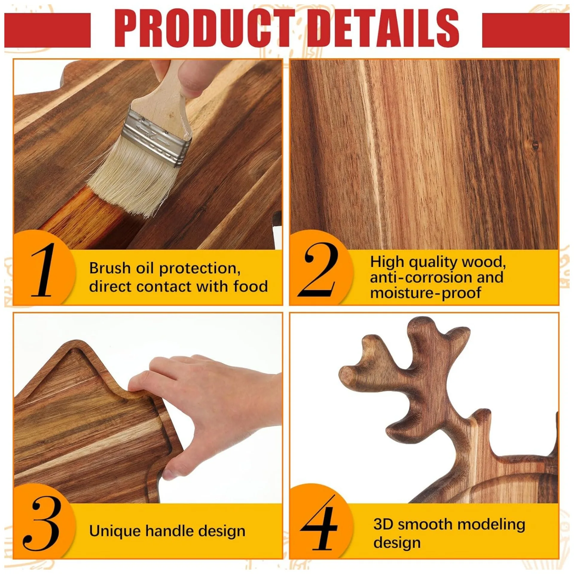 Christmas Charcuterie Board- Reindeer Antler Rosewood Cheese Platter