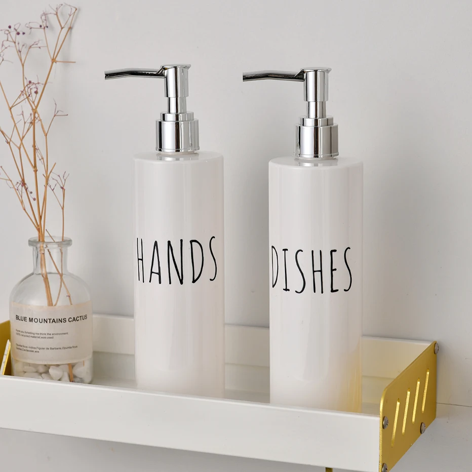 Kitchen Soap Dispenser White Dish Soap Dispenser and Hand Soap Bathroom Refillable Shampoo Shower Gel Bottle Mesa Adornment Bott