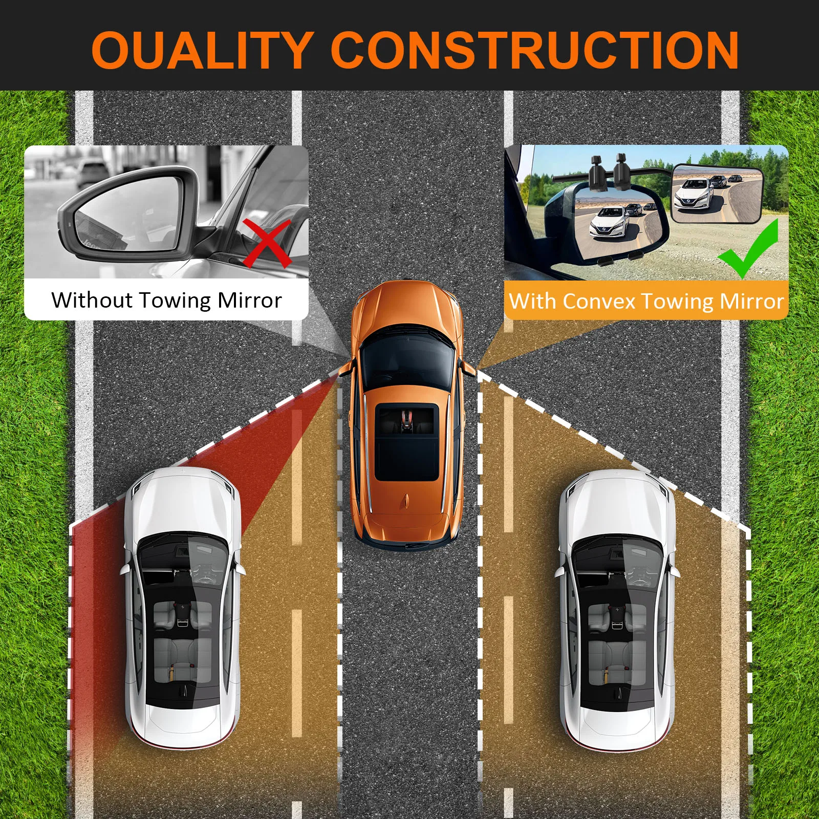 1 Pair Universal Caravan Trailer Car Towing Mirror Adjustable Tow Mirror Extension Strap Side Rear View Mirrors Towing Mirrors view 3