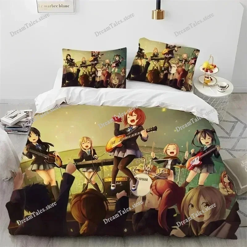 K-ON Kawaii Girls Anime Bedding Set,Duvet Cover Comforter Bed Set Quilt Cover Pillowcase,King Queen Twin Size Boys Girls Adultse