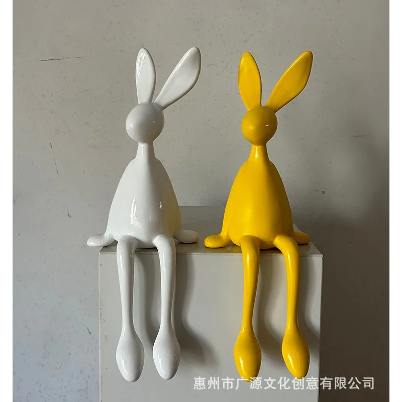 الكرتون طويل الأذن يجلس الأرنب تمثال الراتنج أرنب تمثال الشمال INS ديكور المنزل خزانة التلفزيون هدية