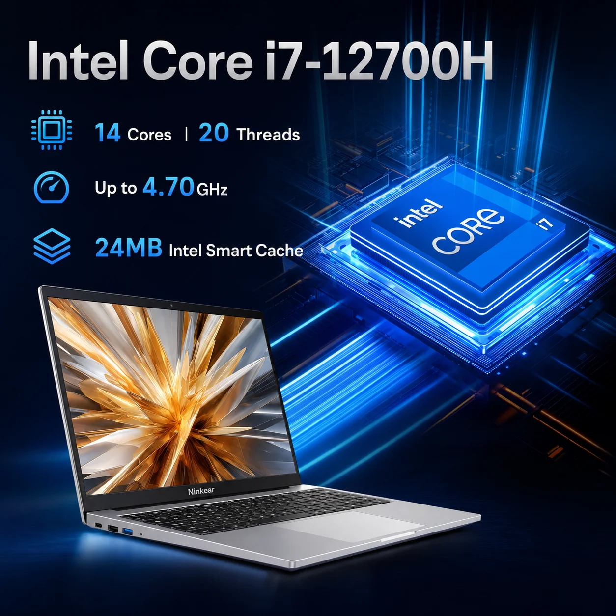 Ninkear N16 Pro 16″ Qhd 120Hz Laptop for Work & Study, Core I7-12700H, 16Gb Ddr4, 1Tb Ssd, Iris Xe, Wi-Fi 6, Windows 11