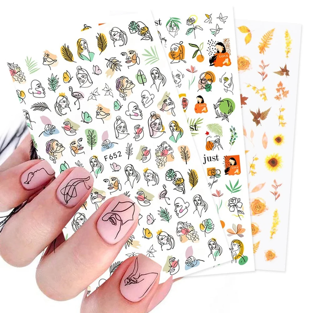 

1pcs Summer Seaside Nail Art Stickers Flower Fruits Colorful Nail Design Self-Adhesive Tropical Wind 3D DIY Nail Art Decoration