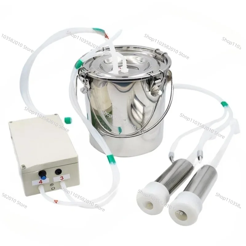 

Portable Rechargeable Electric Milking Machine with Pulsation, Adjustable Automatic Milker for Cows, Goats & Sheep (5L/10L/14L)