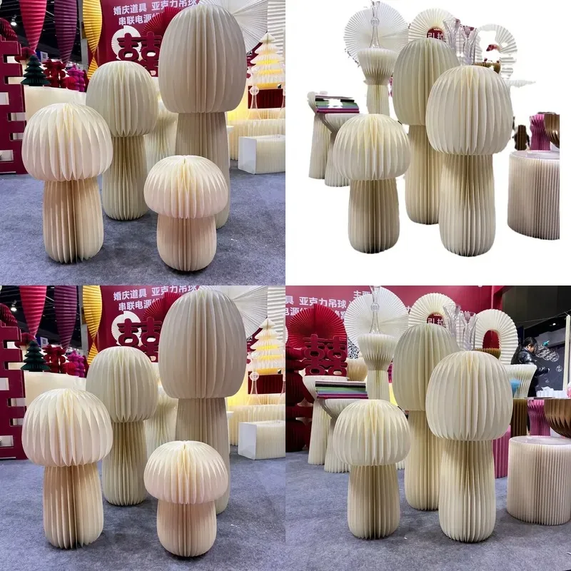 Christmas Paper Tree Big Mushroom Honeycomb Ball Decorations for Party Wedding Window Display Art Props