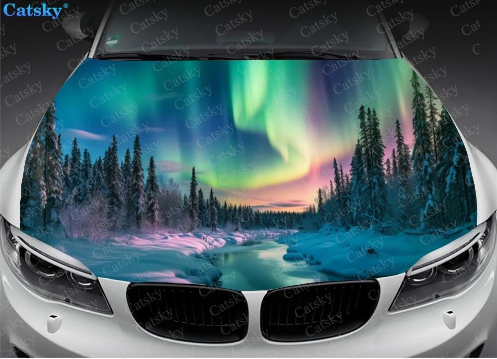 aurora Car Hood Decal Vinyl Sticker Graphic Wrap Decal Graphic Hood Decal Accessory Fits Most Vehicles