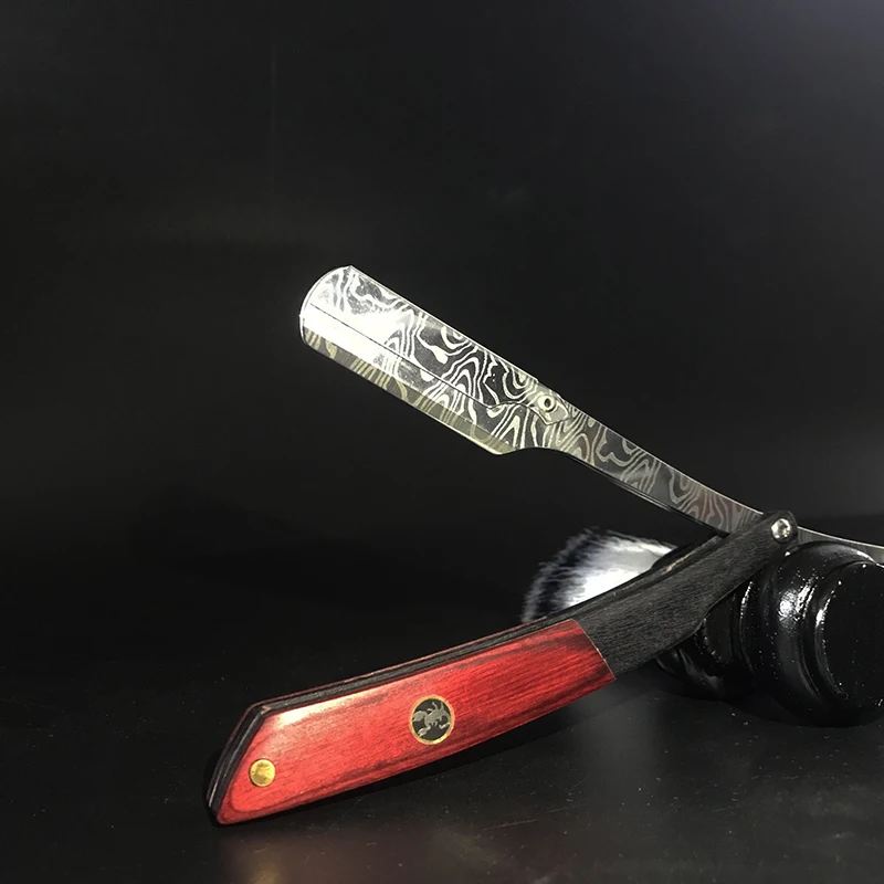 ماكينة حلاقة مستقيمة ماكينة حلاقة يدوية خشبية ماكينة حلاقة احترافية ذات حافة مستقيمة من الفولاذ المقاوم للصدأ هدية ماكينة حلاقة حادة