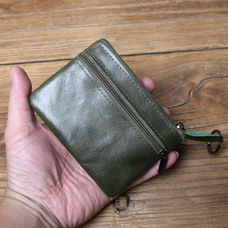 NZPJ Vintage Echtes Leder Herren Null Brieftasche Natürliches Rindsleder Reißverschluss Schlüsseltasche Damen Bankkartentasche Mini Münztasche Kartenhalter – Detail 4