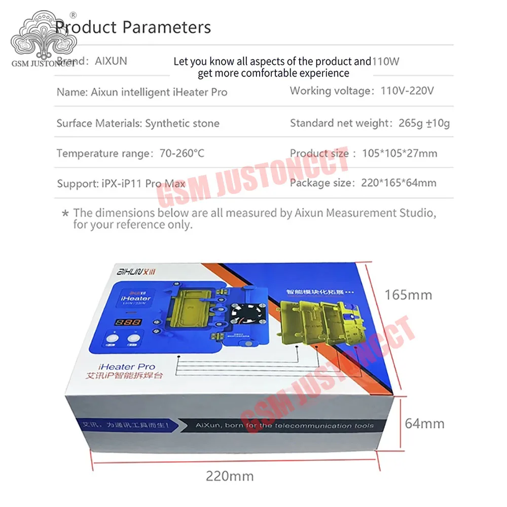 JC iHeater Face ID Pre-heating Station Heating Plate for iPhone X-15Pro Max Motherboard Preheating Separating Desoldering