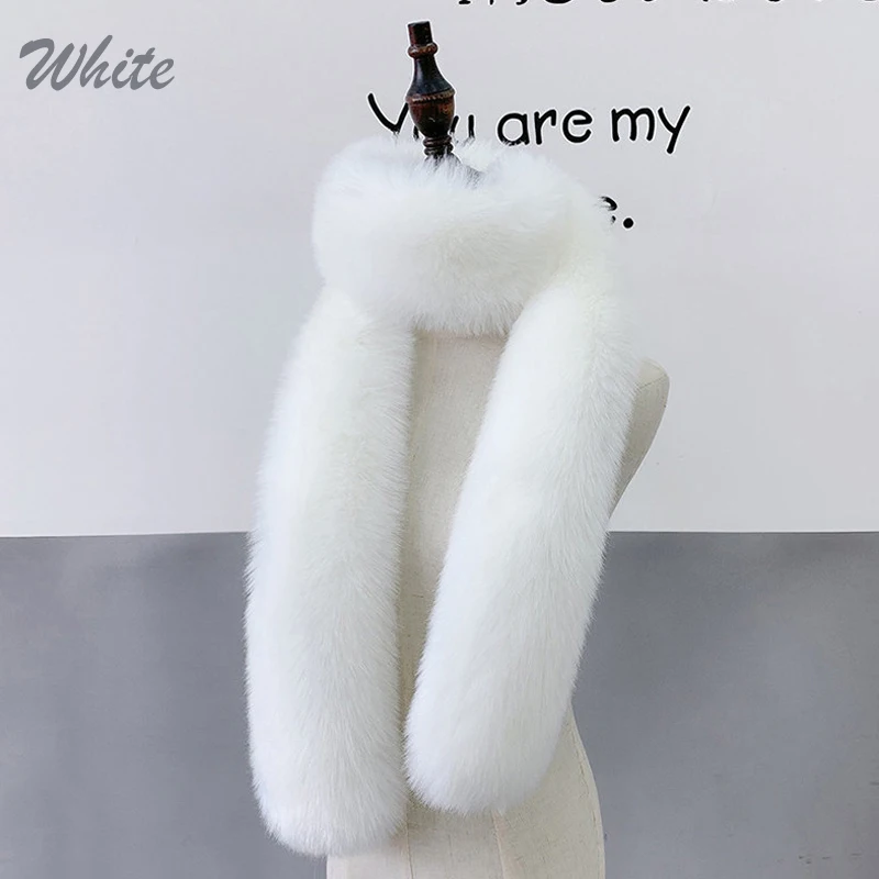 New Long Faux Fox Fur Scarf Winter Women Faux Fox Fur Scarf Female Fake Collar Plush Neck Warmers Shawl Girls  Fluffy Shawl Wrap