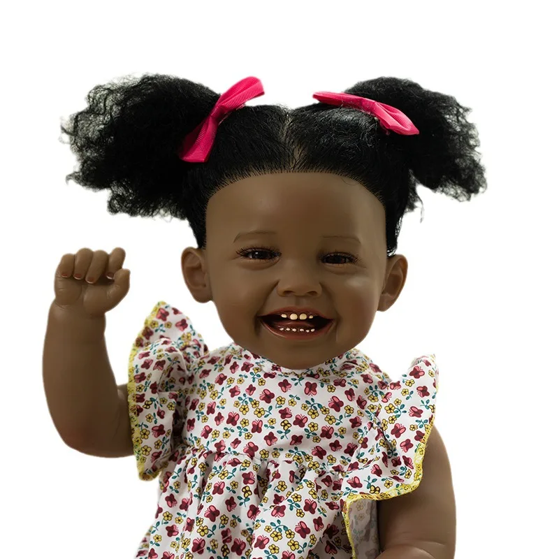 23.62inch Cute Reborn Doll Black Skin Cloth Body 60cm Mila Doll Handmade Soft Reborn Doll Toys for Women Birthday Gifts Kits Toy