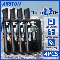 2/4PCS AIRITON AI-T3 Mini Walkie Talkie Thin to 1.7CM UHF HD Sound Long Range Rechargable 400-470Mhz Portable Two Way Radio
