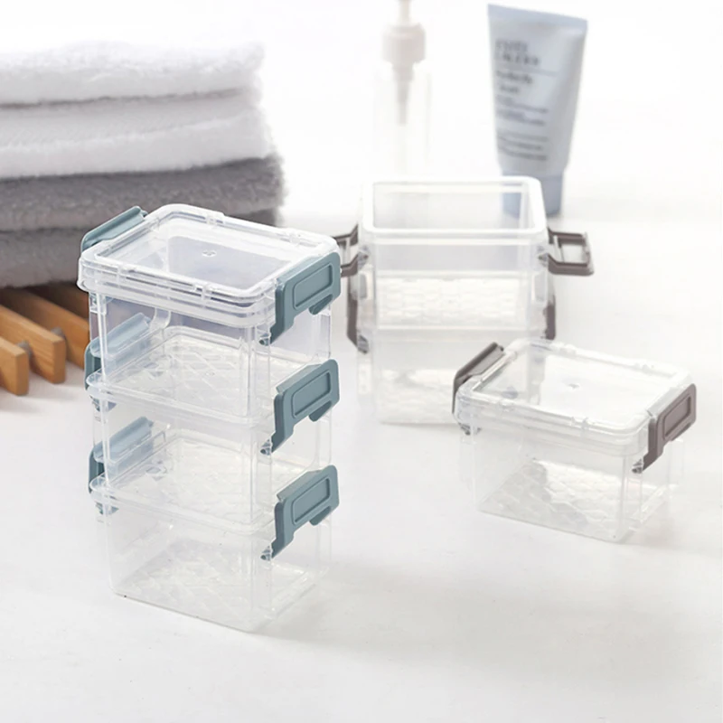 3-layer Transparent Magic Buckle Storage Box Finishing Box Desktop Sundries Portable Storage Box Jewelry Organizer