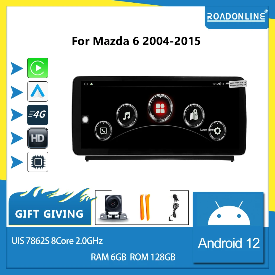 For Mazda 6 2004-2015 1920*720 Resolution UIS 7862S Octa-core 6+128gb Car Navigation CarPlay Car Radio Multimedia player