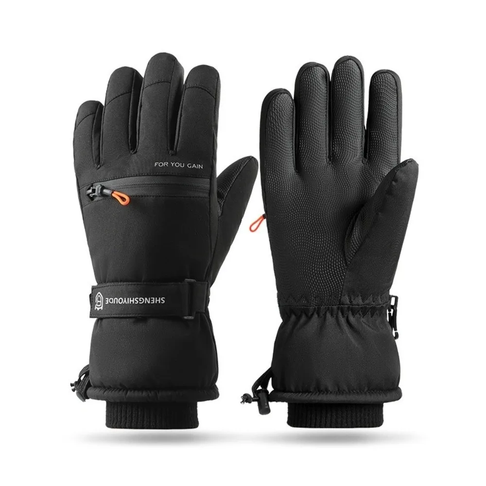 

Warm Solid Color Winter Ski Gloves Plush Full Finger Snowboard Gloves Waterproof Windproof Touch Screen Gloves Outdooor