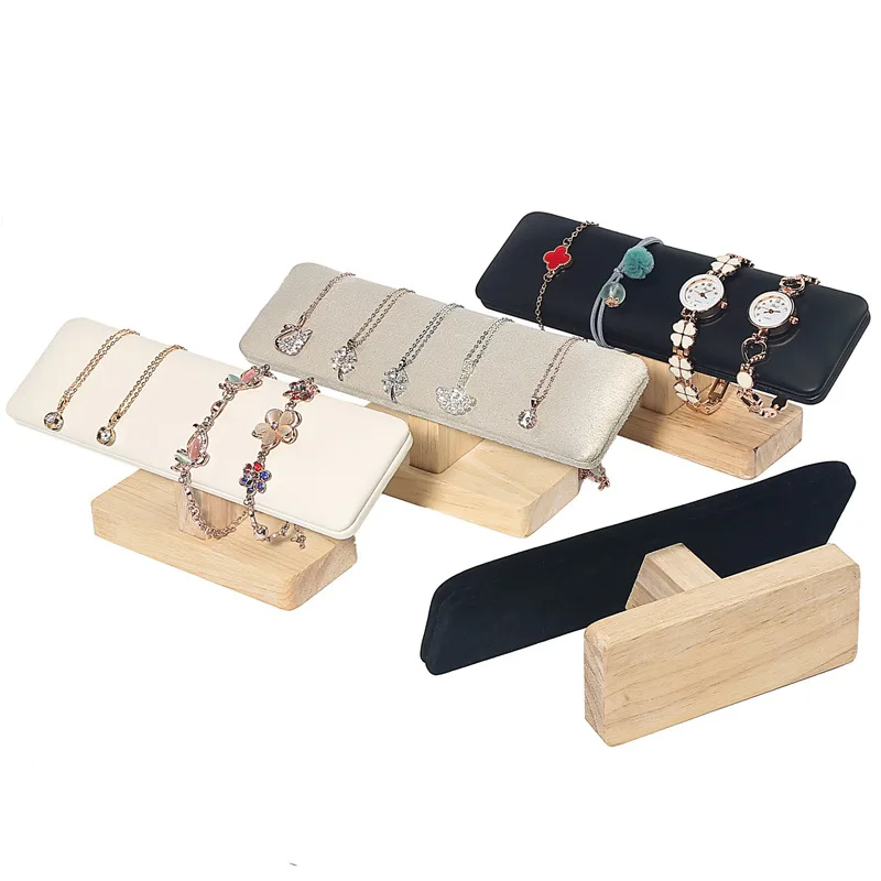 New Fashion T-bar Jewelry Wood Hairband Watch Necklace Bracelet Display Stand Rack Holder For Woman Colors  Sturdy