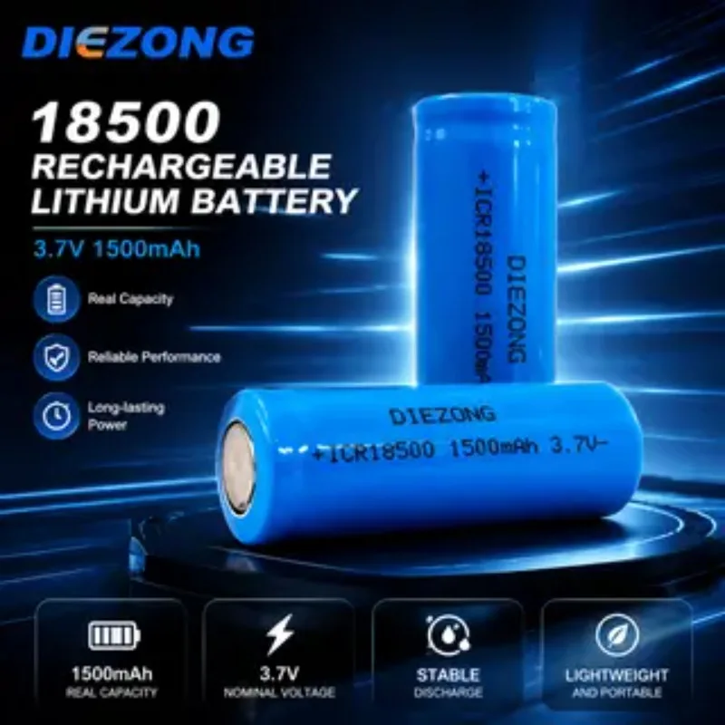 

18500 1500mAh 3.7V Li-ion Rechargeable Battery Long-lasting and Durable Suitable for LED Flashlight Power Tools GPS Devices DIY