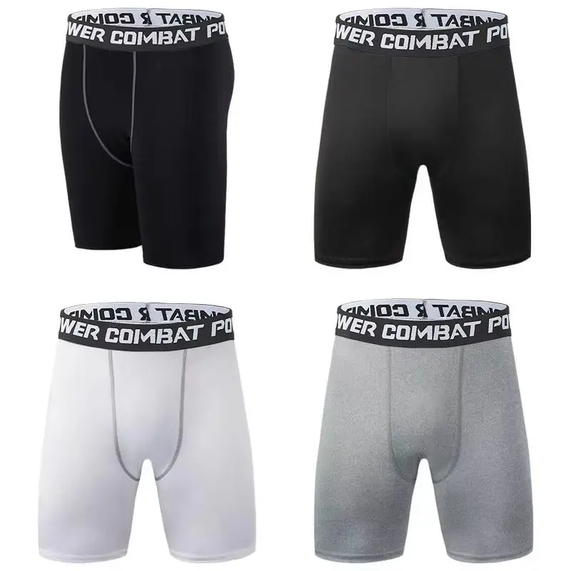 Men Boxers Sports Leggings Fitness Elastic Compression Tights Drying Quick Fitness Plus Pants Running Training Stretch Shorts