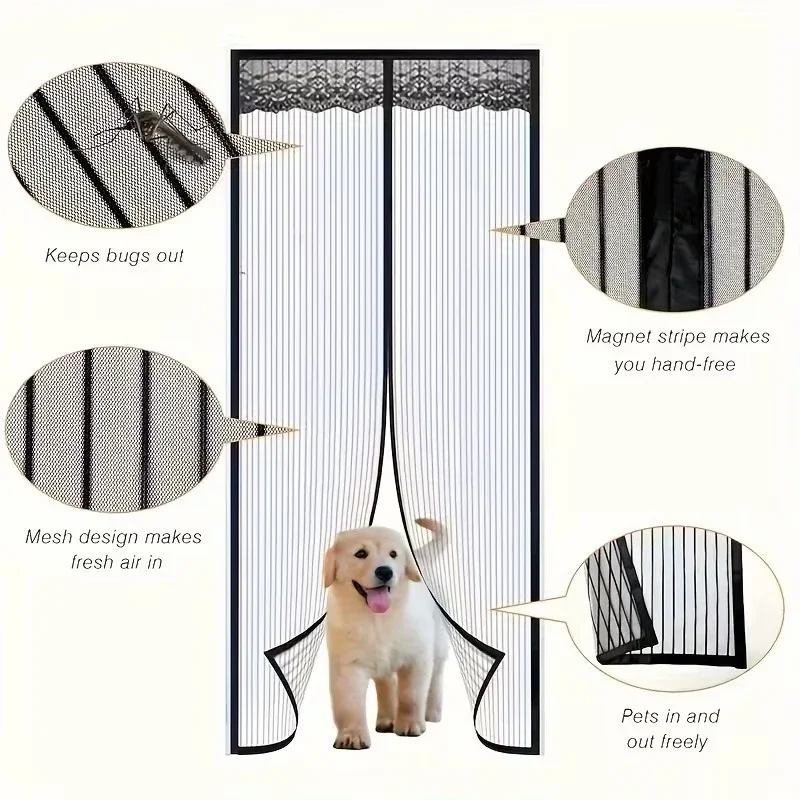Lace Anti Mosquito Doors Curtains Bedroom Door Universal Magnetic Screen Window Transparent and Breathable Mesh Screens Durable