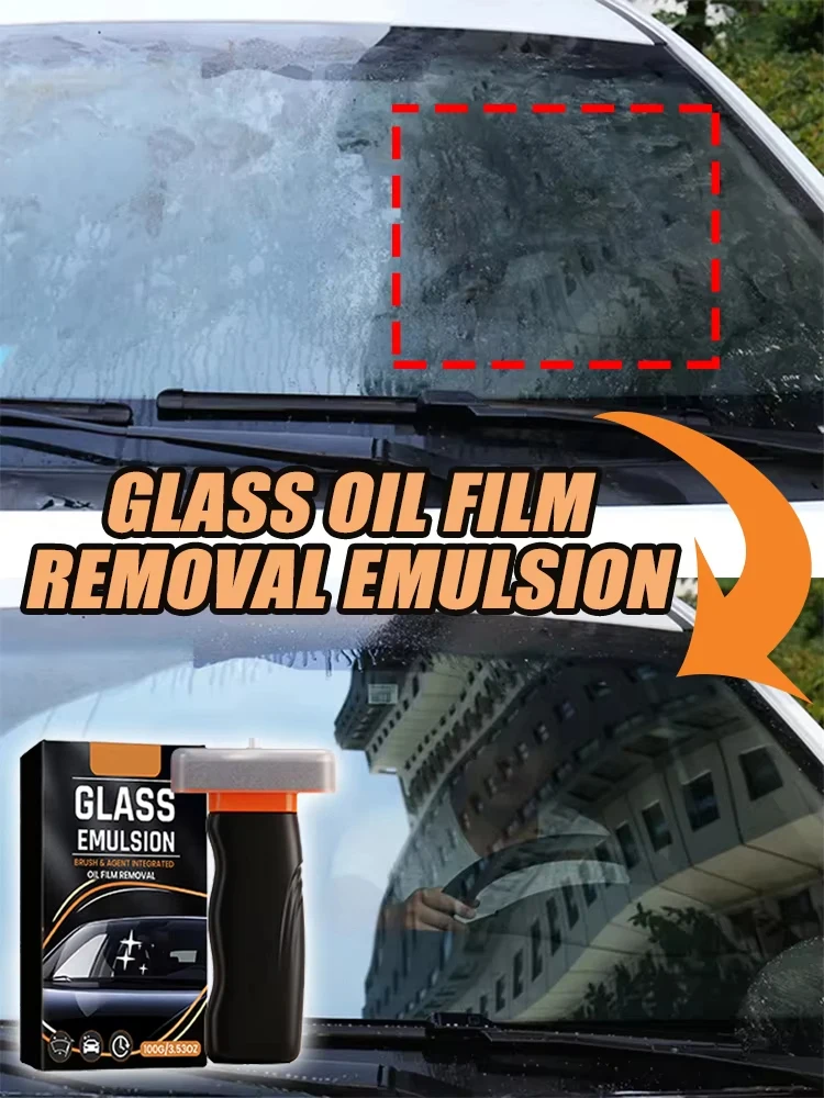 Car Glass Oil Film Removal Brush Windshield Cleaner Tool with Cleaning Solution Gentle Cleansing Water and Oil Resistant 2026