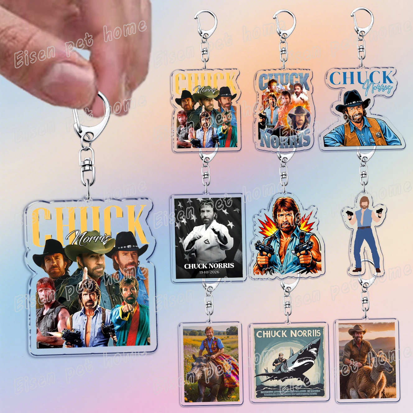 Llaveros RIP de Chuck Norris Walker para accesorios, colgantes para bolsos, llaveros de artes marciales con memes, joyería, regalos para amigos