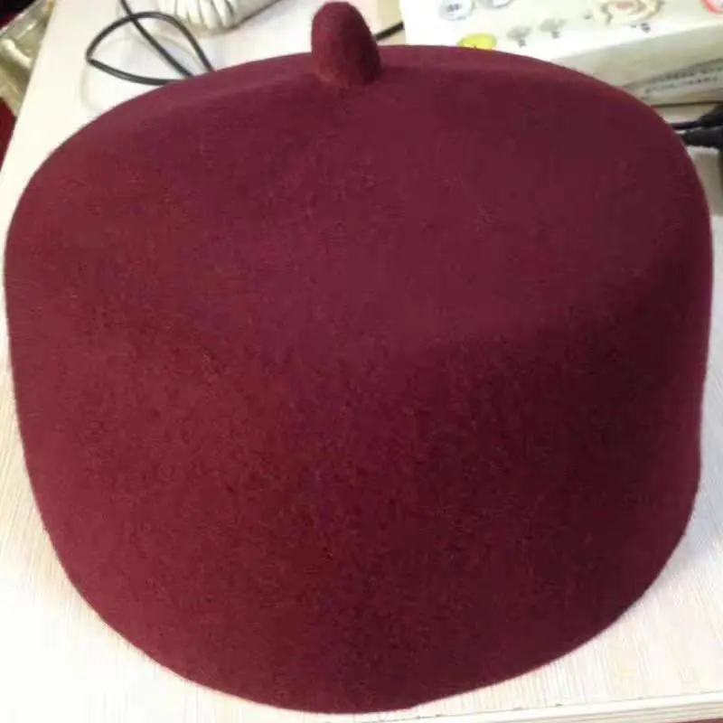 

Wool Felt Beret Caps for Muslim Men Performance Stage Dancing Party Hats Fashion Black Red Kufi Hijab Handmade Good Feeling
