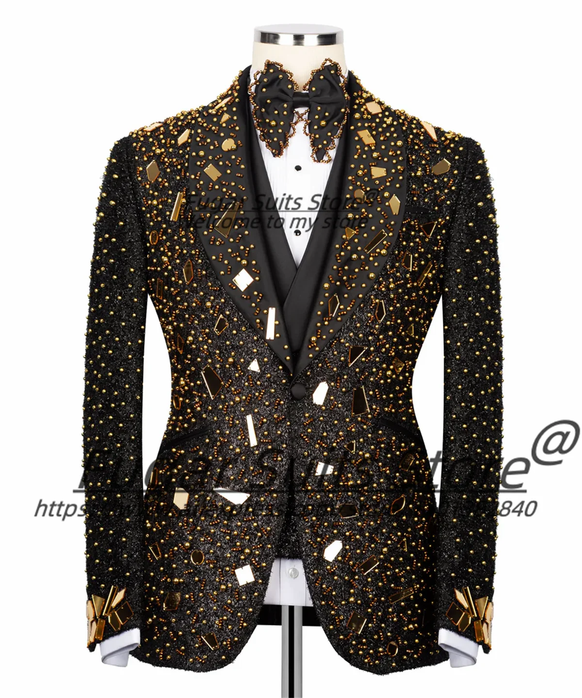 Gorgeous Party Men Suits Customized Slim Fit Shawl Lapel Groom Formal Tuxedos 3Pieces Sets Male Party Blazers trajes para hombre