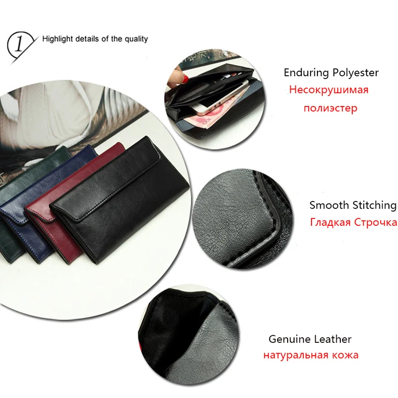 Slim Genuine Leather Women Wallet Female Long Clutch Coin Purses Luxury Design Wallets and Purses Ladies Card Holder Vallet 2022