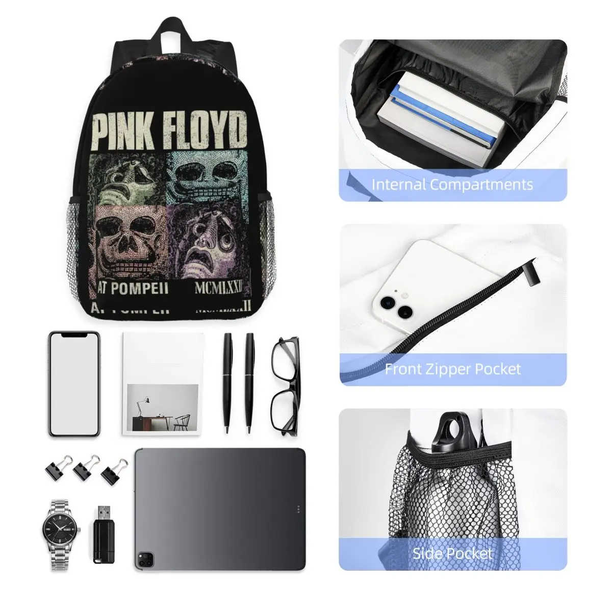 Pink Floyd Live At Pompeii Memento Mori Backpack Hot Sale Daypack Large Capacity Boys Girls BookBag Shoulder Bags School Bag