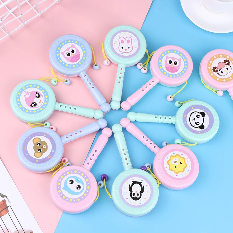 

1 шт., барабан-погремушка с мультяшными животными-игрушка для раннего образования ребенка