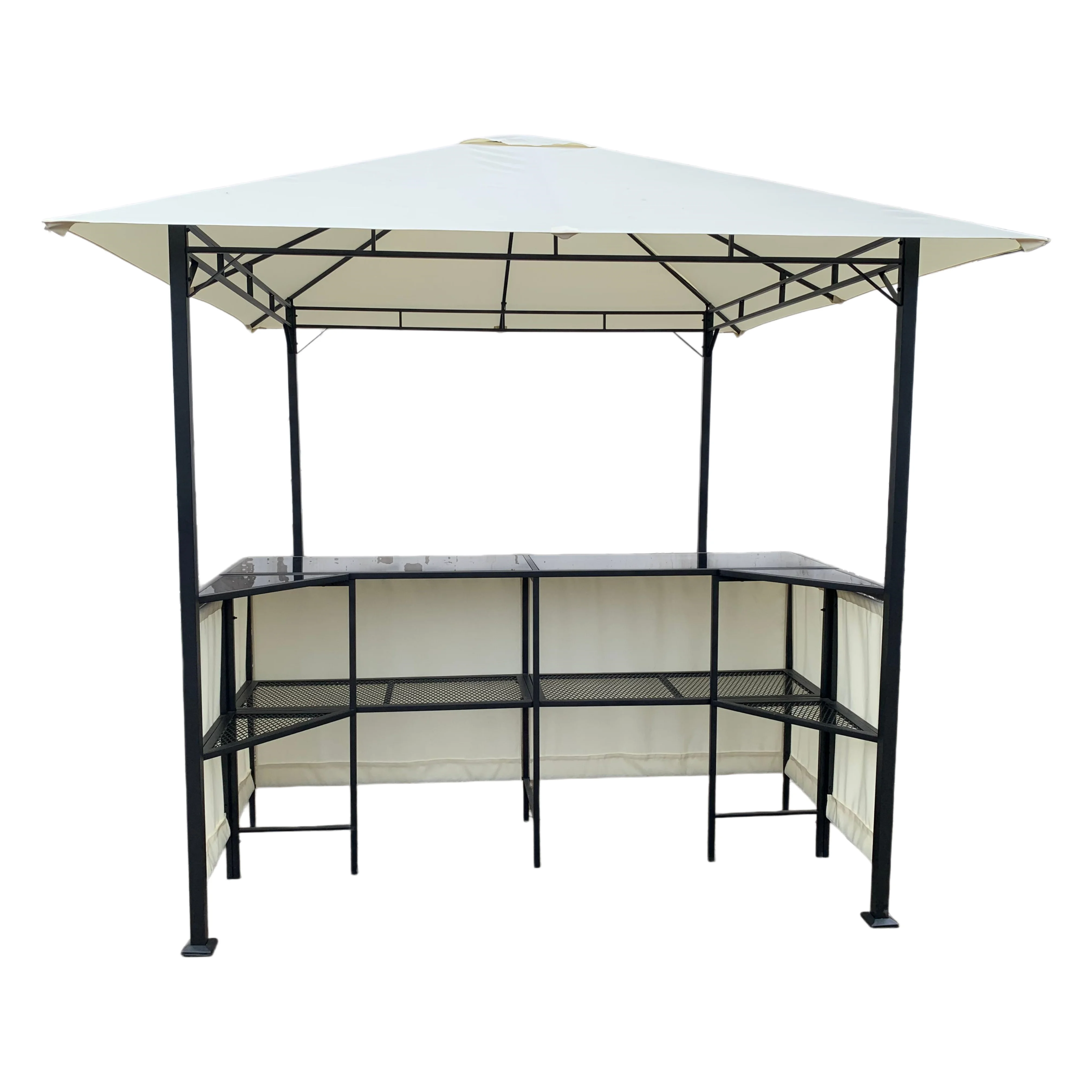 #Heavy Duty 2.4x2.4m Iron Bar Gazebo With Double Side Counters for Outdoor Garden Party Wholesale Supply Factory