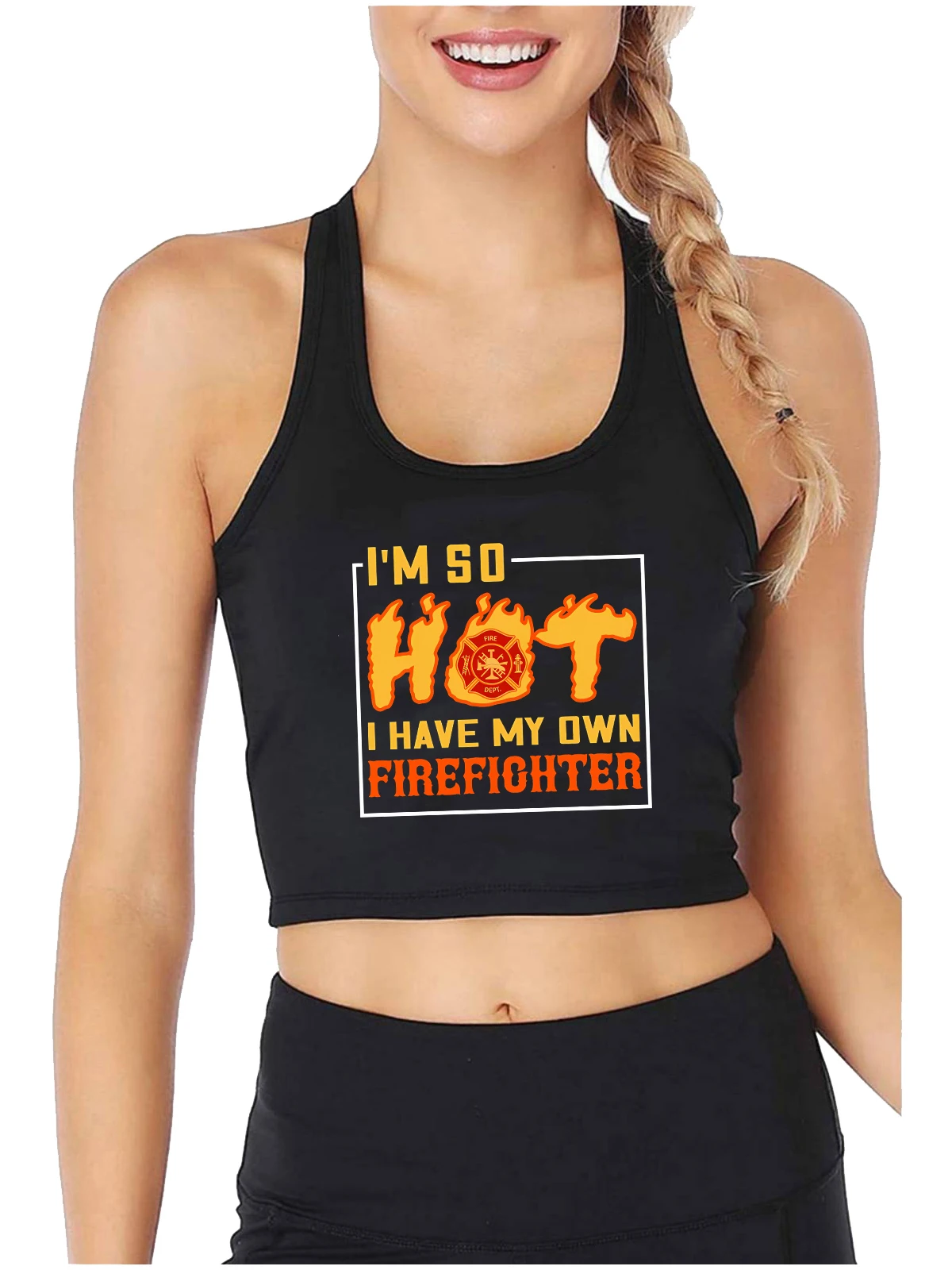 Firefighter Girlfriend Future Wife Design Sexy Fit Crop Top Hotwife Humorous Fun Flirting Tank Tops Women's Naughty Camisole