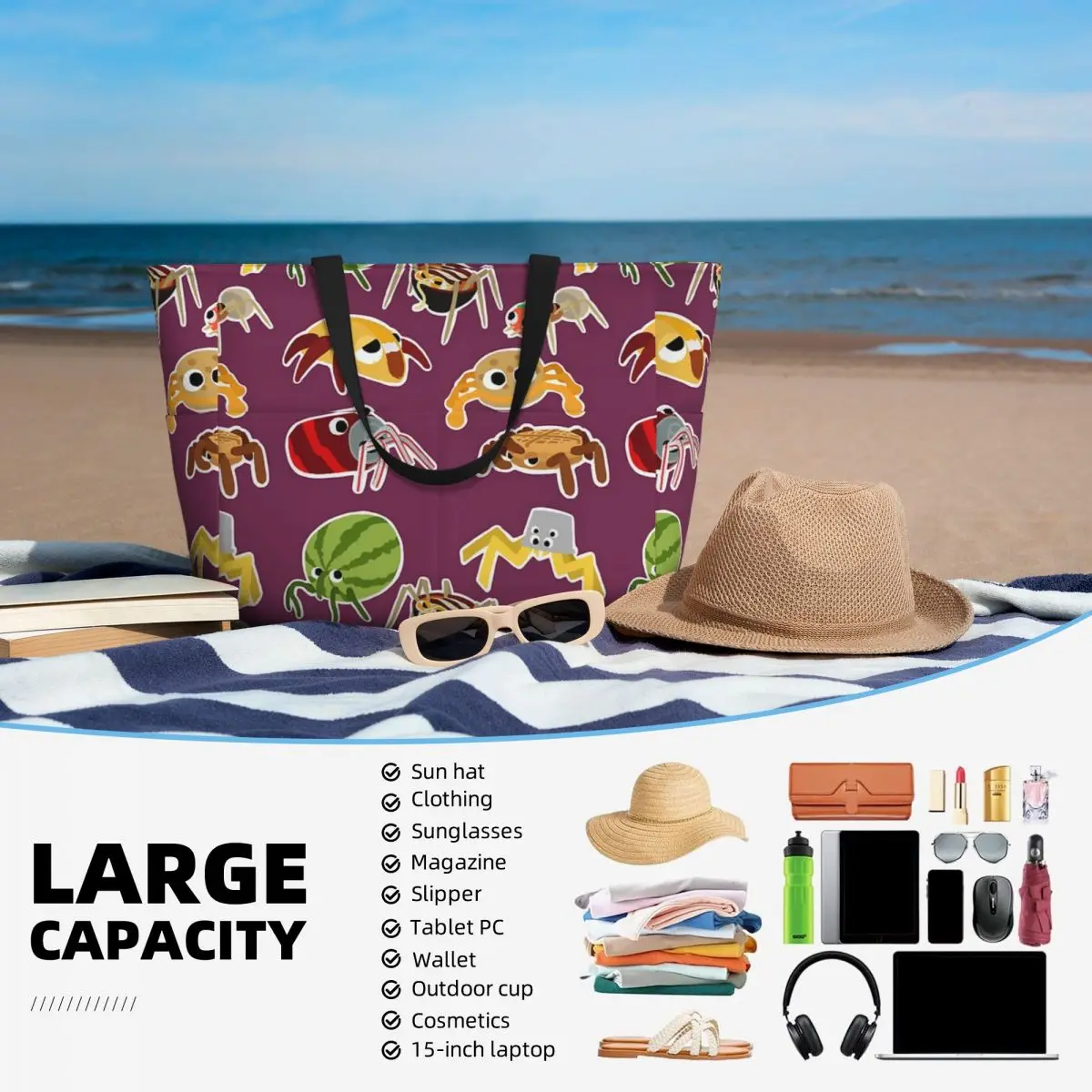 Bugsnax Bug Pack Fan Art Kinda Bug 321 Beach Tote Bag Sport Gym Yoga Duffle Large Tote Bag Women Travel Bag Fitness bag