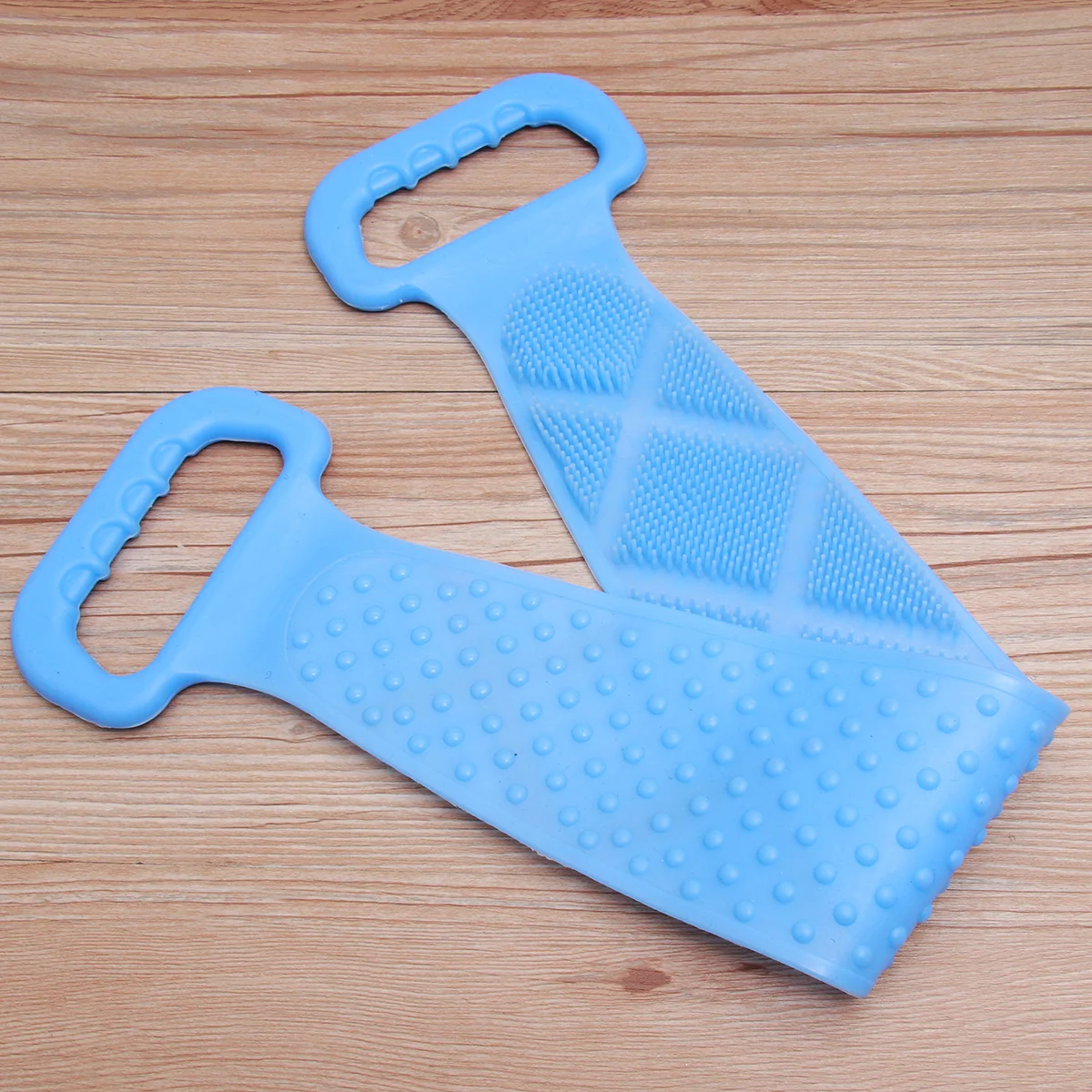 

1pcs Silicone Back Scrub Towel Sky Blue Exfoliating Bath Tool For Dead Skin Removal Portable Back Cleaning Shower Rubbing Towel
