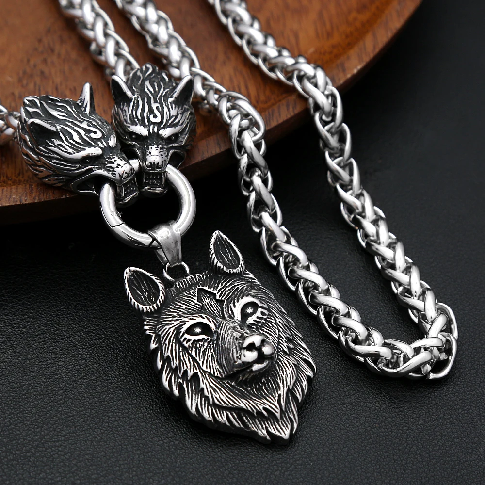 

Punk Vintage Wolf Head Pendant Stainless Steel Nordic Animal Amulet Necklace For Men Women Unique Jewelry Gifts Dropshipping