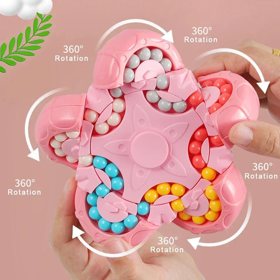 

2 in 1 Magic Bean Gyro, Magical Bean Puzzle Toy, Rotating Magical Bean Fidget Spinner Toys for Kids, Stress Relief Puzzles