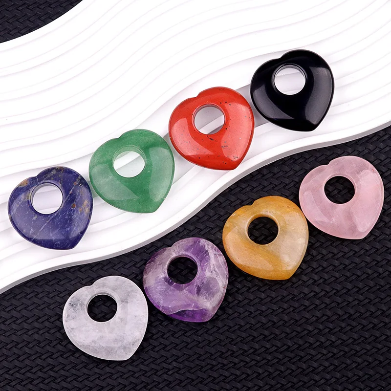 

40mm Natural Agates Stone Bead Heart Shape Big Hole Loose Stone Beaded for Making DIY Jewelry Necklace Earrings Accessories 5pcs