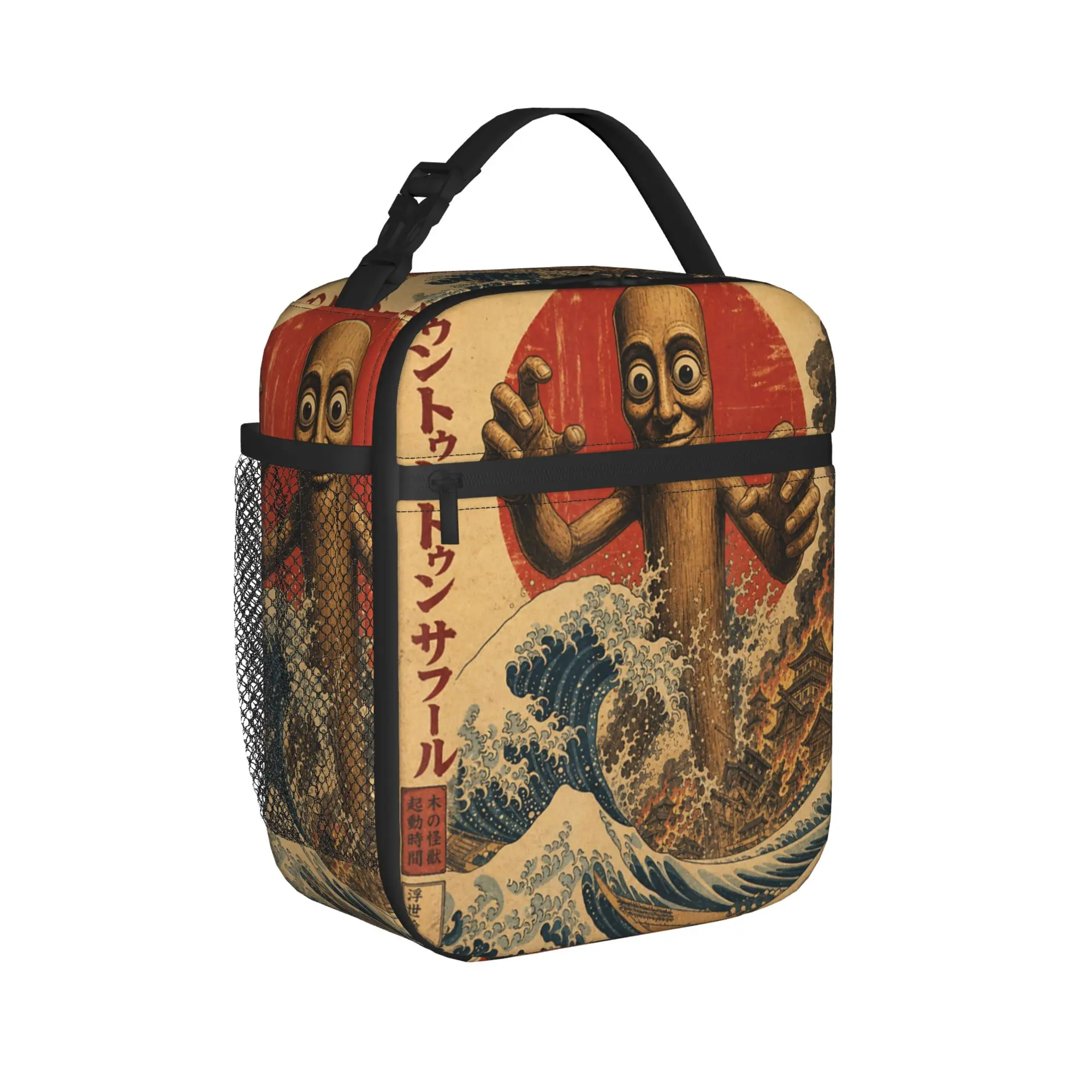 Tung Tung Tung Sahur Japanese Poster Brainrot Meme Lunch Bag Zipper Lunch Box Picnic Print Cooler Bag Oxford Tote Food Bags