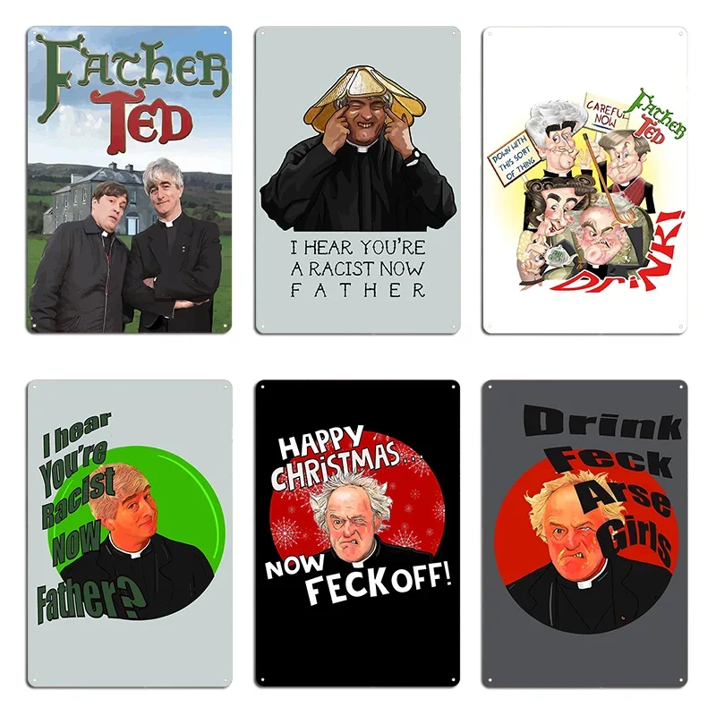 Careful Now Father Ted Father Dougal & Ted Kicked up the Arse poster Metal Wall Decor Cinema Living Room Funny Tin Sign Poster