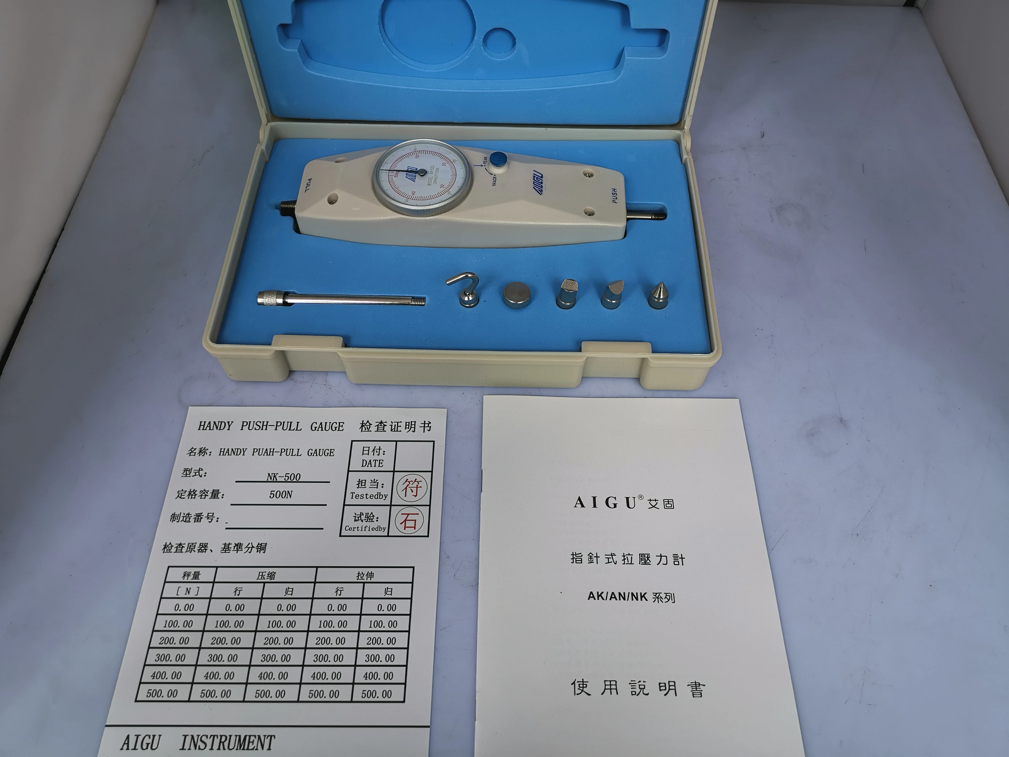 AIGU puntero medidor de fuerza NK 10-500N, dinamómetro, medidor de rally NK-100, 200, 300, 500 dinamómetro