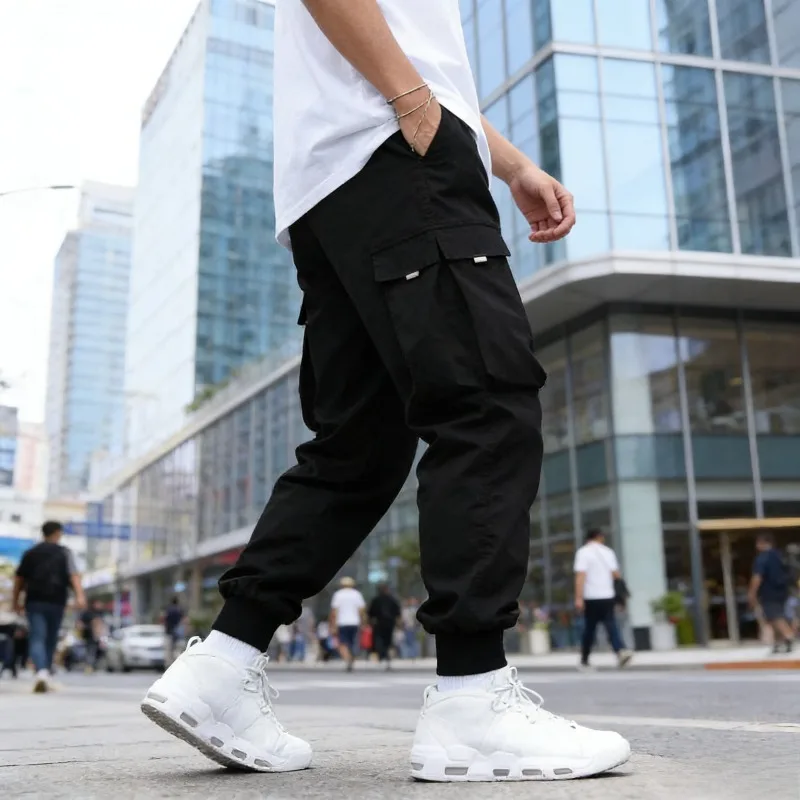 

Мужские повседневные комбинезоны с множеством карманов, свободного кроя, с завязками, из комфортной эластичной ткани для ежедневной носки