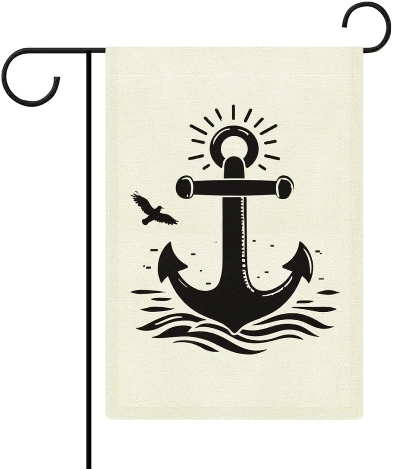 Nautical Anchor & Ocean Wave Garden Flag Double Sided Small Flag for Outdoor 12x18 Inch Welcome Holiday Decorations ZZM