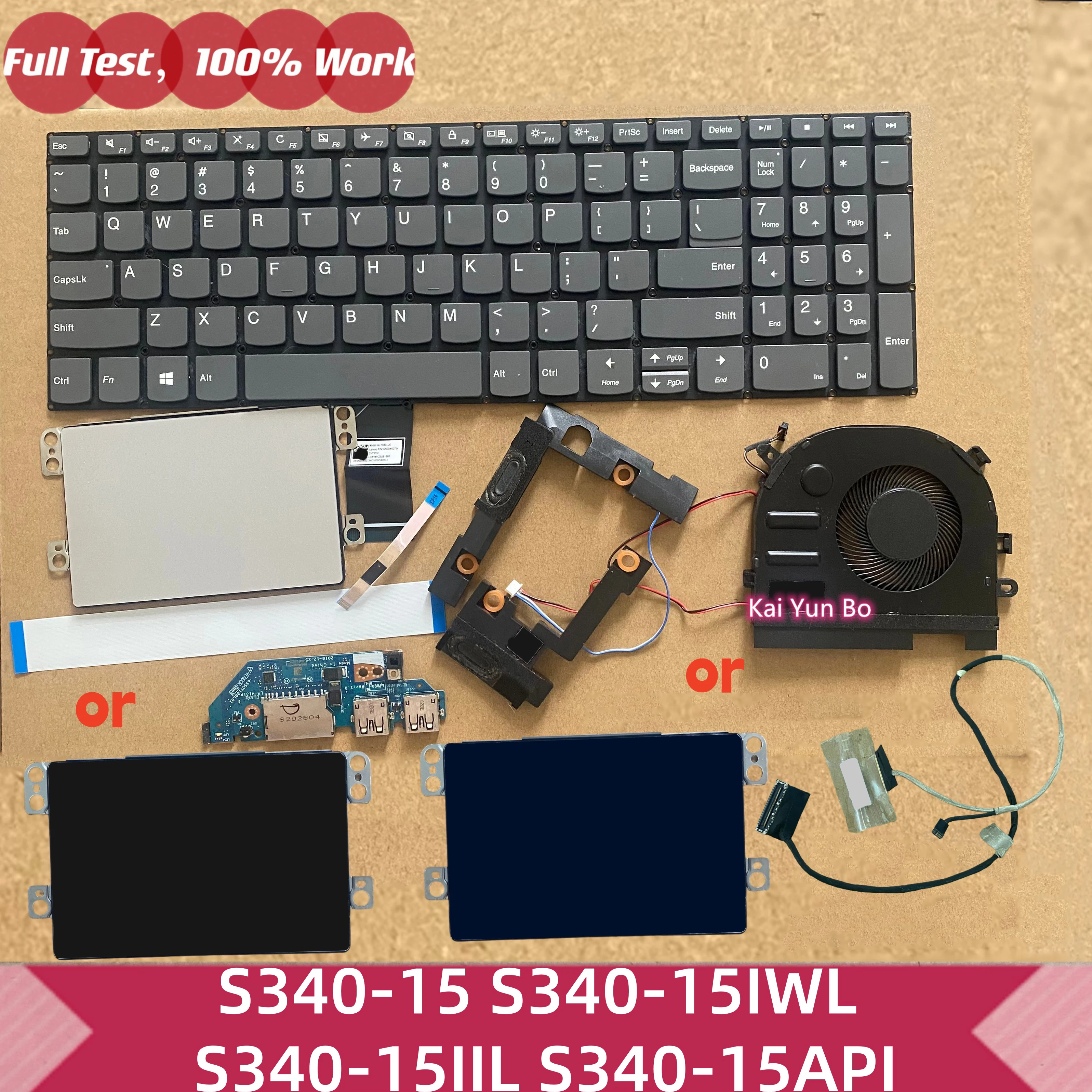 Placa USB o Altavoz del Ventilador, Cable de Video LCD LED, Teclado y Panel Táctil para Kai Yun Bo Ideapad S340-15IWL S340-15IIL S340-15API LS-H131P LS-H10GP DC28000MZF0 PK23000YV00 DC02003HO00 PK37B00RC00