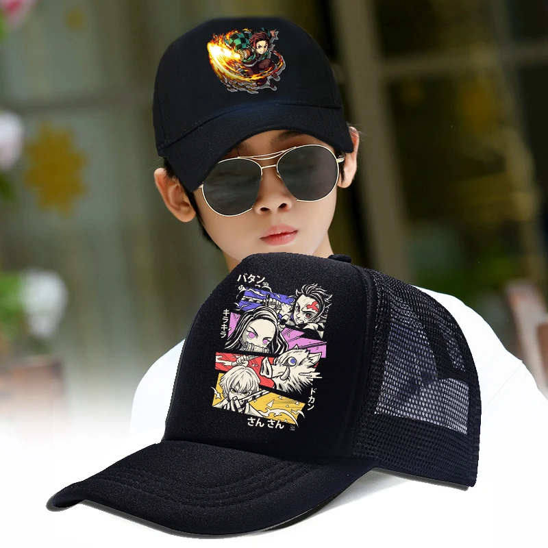 2024 New Demon Kamado Nezuko Slayer Summer Outdoor Sports berretto da Baseball in rete cappelli Casual per bambini regolabili cappello per