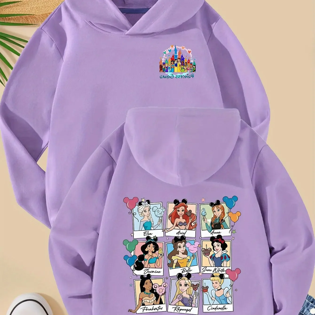 سترة بقلنسوة لأميرات ديزني للفتيات - هدية عيد ميلاد وعيد الميلاد باللون الوردي الباستيل مع سندريلا لسترة أرييل للأطفال الصغار #5