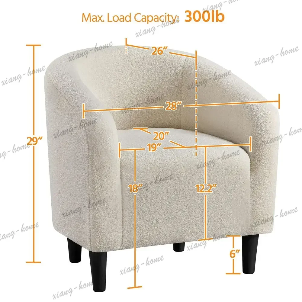 lsAccent Chair, Sherpa Barrel Chair with Soft Padded and Sturdy Legs for Living Room, Bedroom, Reception Room, Set of 2, Ivory