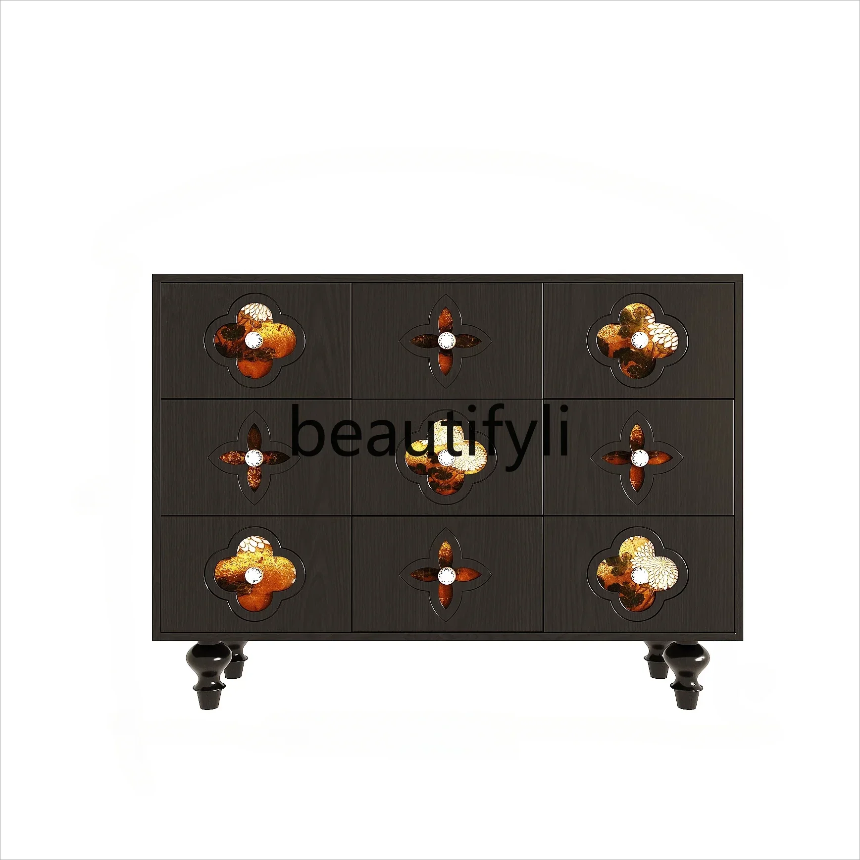 G Storage cabinet Home living room against the wall Premium custom solid wood drawers Retro chest cabinet